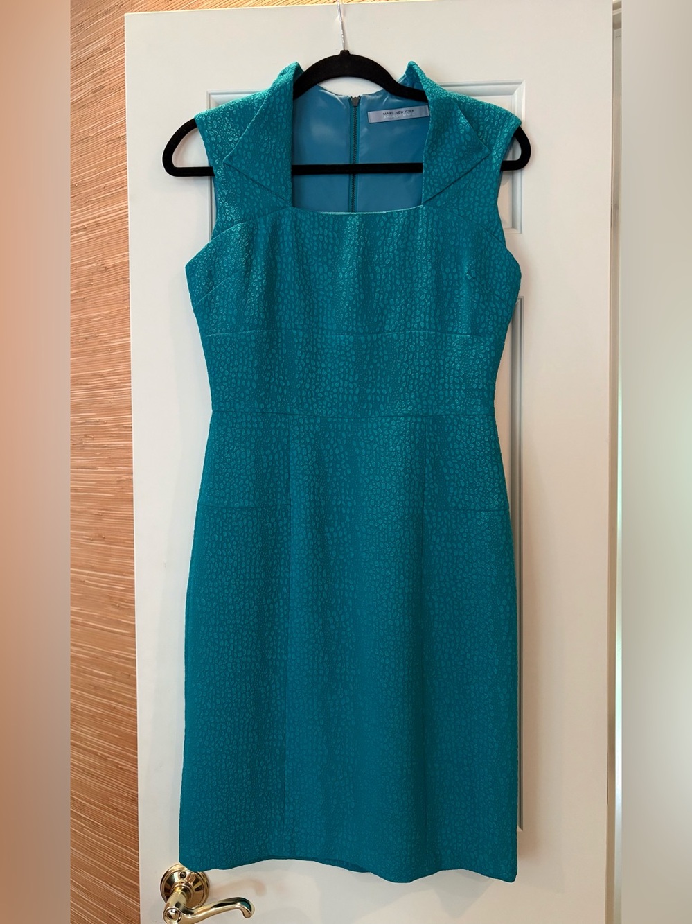 Marc New York Sleeveless Teal Textured Sheath Dress